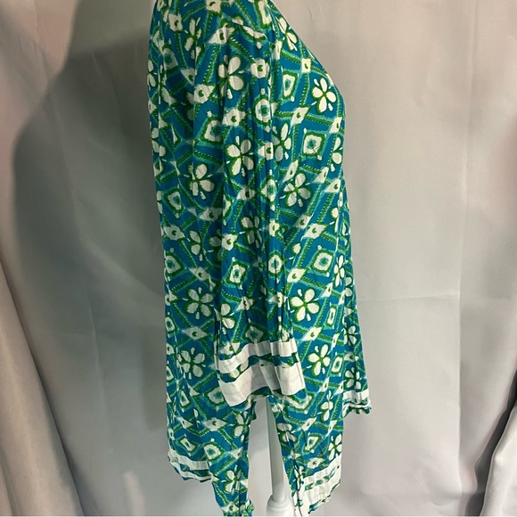 Peppermint Bay Vibrant Floral V-Neck Beach Cover Up Top Travel Vacation Large - Picture 6 of 16